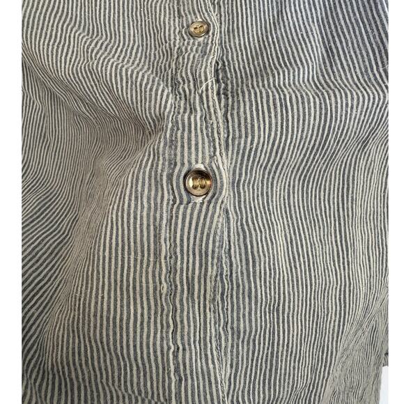 Aiayu Organic Linen Pin Stripe Button Down Top Medium - Picture 4 of 5